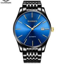 GUANQIN Watch Men 2017 Mens Watches Top Brand Luxury GJ16056 Automatic Gold Black Blue Watch Date Waterproof Male Clock
