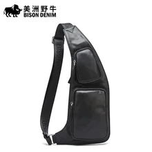 Brand BISON DENIM Genuine Leather Men’s Shoulder Bags Men Messenger Bag Travel Casual Crossbody Bag Crossbody Bag Free Shipping