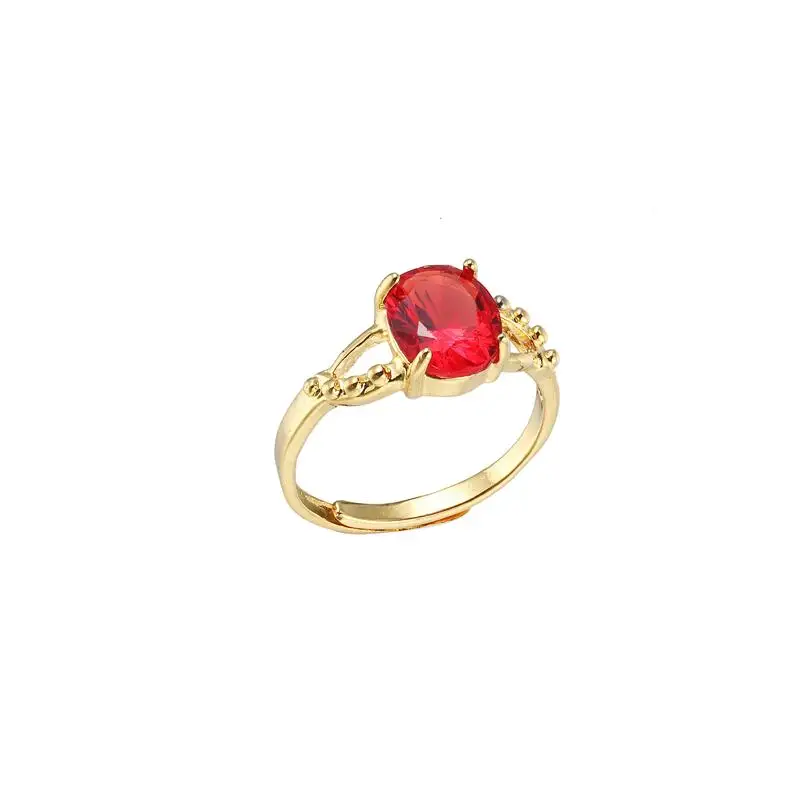 CZ овальное кольцо с кристаллами для женщин Anel das mulheres с открытым концом обручальные ювелирные изделия для девочек 5 кольца цвета - Цвет основного камня: Red