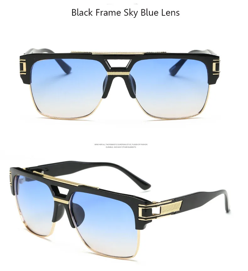 Новые брендовые дизайнерские Золотые Большие Мужские квадратные солнцезащитные очки модные очки для мужчин ретро очки oculos de sol sonnenbrille