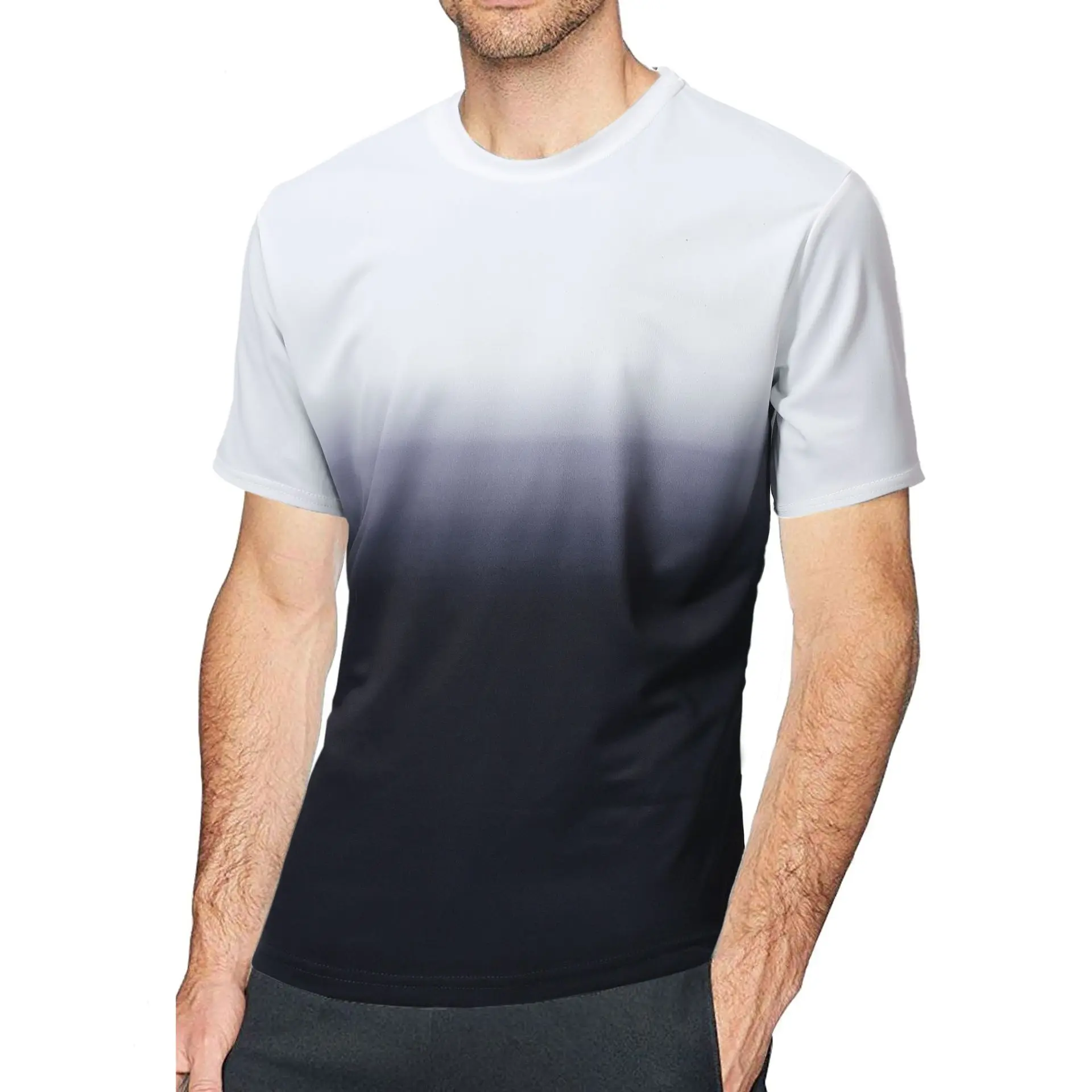 

2019 New Summer Tshirts Casual Short-sleeved T-shirt Men's Tide Brand Gradient Round Collar Printing Loose Advertising Shirt