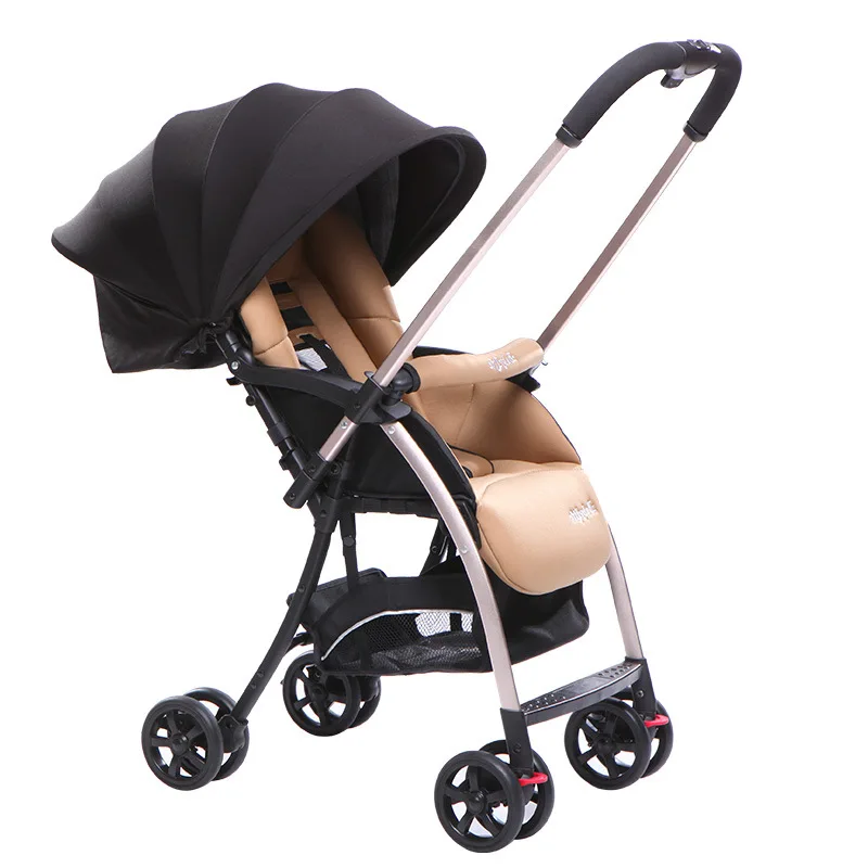 Портативный четыре детская коляска легко складывающиеся коляска интернат детская коляска - Цвет: brown