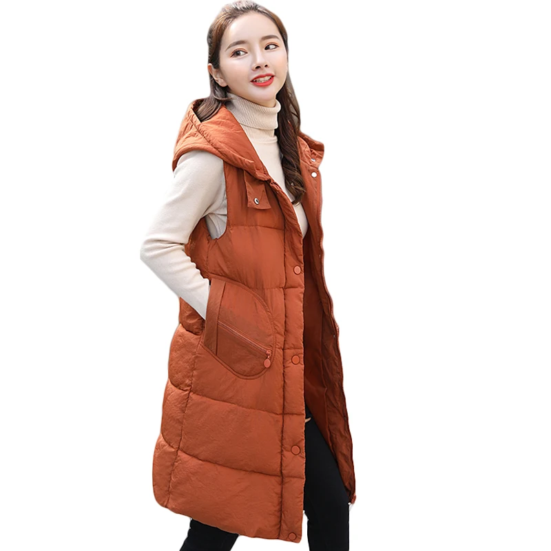 2018 Long Vest Winter Coat Women Sleeveless Jacket Slim Female Quilted