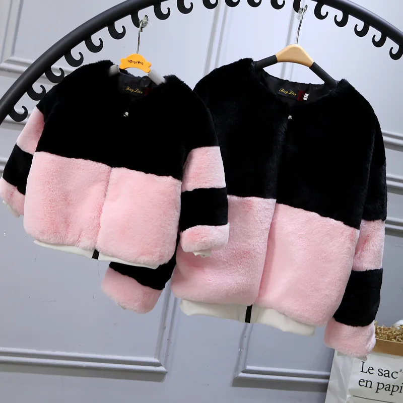 

2-9 years old children's fur coat Korean version of the imitation Rex Rabbit fur short section Slim boy wear fur coat hit color