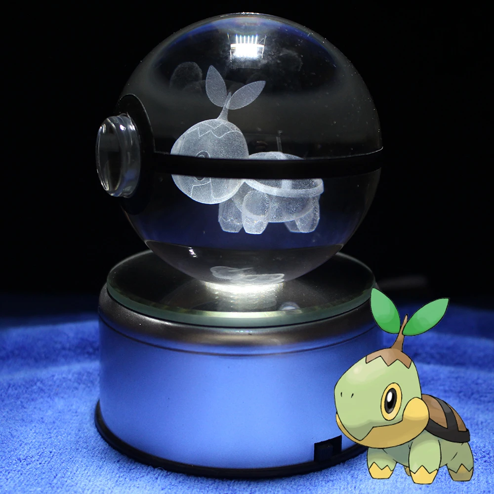 Skup Turtwig Pokeball kryształowa kula dekoracja stołu lekka szklana kula LED podstawa lampy prezent
