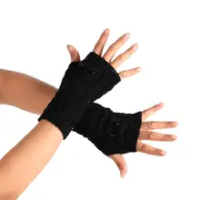 MUQGEW зимние наручные руки теплые, вязаные длинные перчатки без пальцев митенки руки теплые, вязаные длинные милые кошачьи перчатки