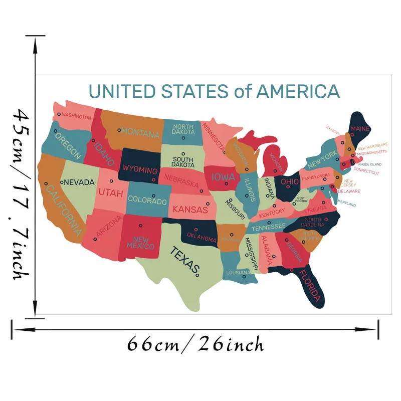 Креативная карта США, настенная наклейка, Соединенные Штаты Америки, наклейки на стену, декор для гостиной, офиса, съемный детский художественный плакат - Цвет: FCS9025B2