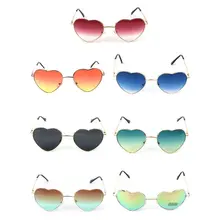 Heart Shape Sunglasses Metal Golden Frame Reflective Mirror Colorful Lens Female