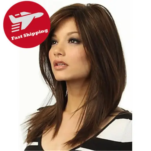 song wig.02470 good Women Lady Heat Brown Long Pretty Cosplay Party Straight Full Hair Wigs |