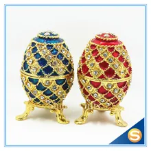 Diamond Faberge Egg Jewelry Box Bejeweled Trinket Box Ring Collective Box Metal Gift Box