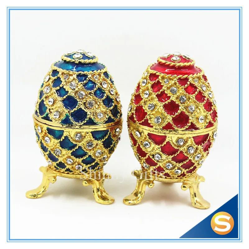 Diamond Фаберже коробка яйцо для ювелирных изделий инкрустированная шкатулка
