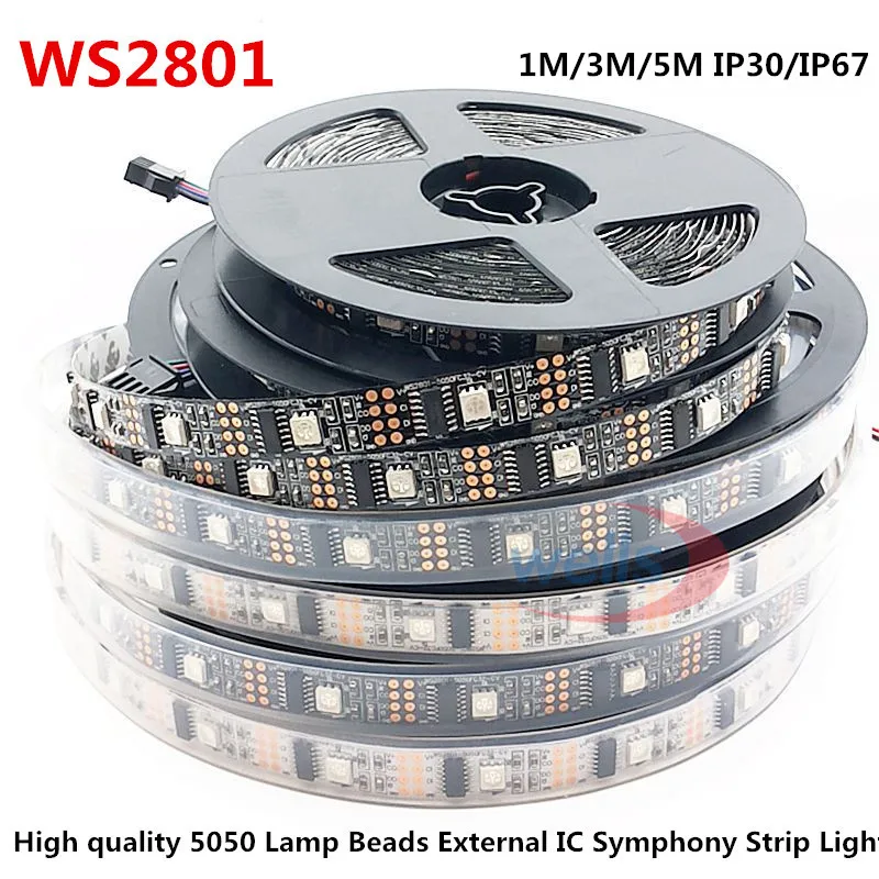 

3M WS2801 5V 32 lights 32 segments 5050 SMD LED rainbow color marquee with programming single point single control TV IP30 IP67