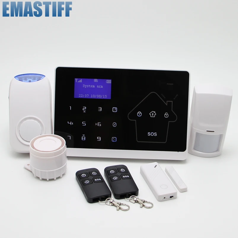 

IOS Android APP Touch Keypad+LCD display screen 10 Wireless GSM PSTN SMS Home Security Burglar House Alarm