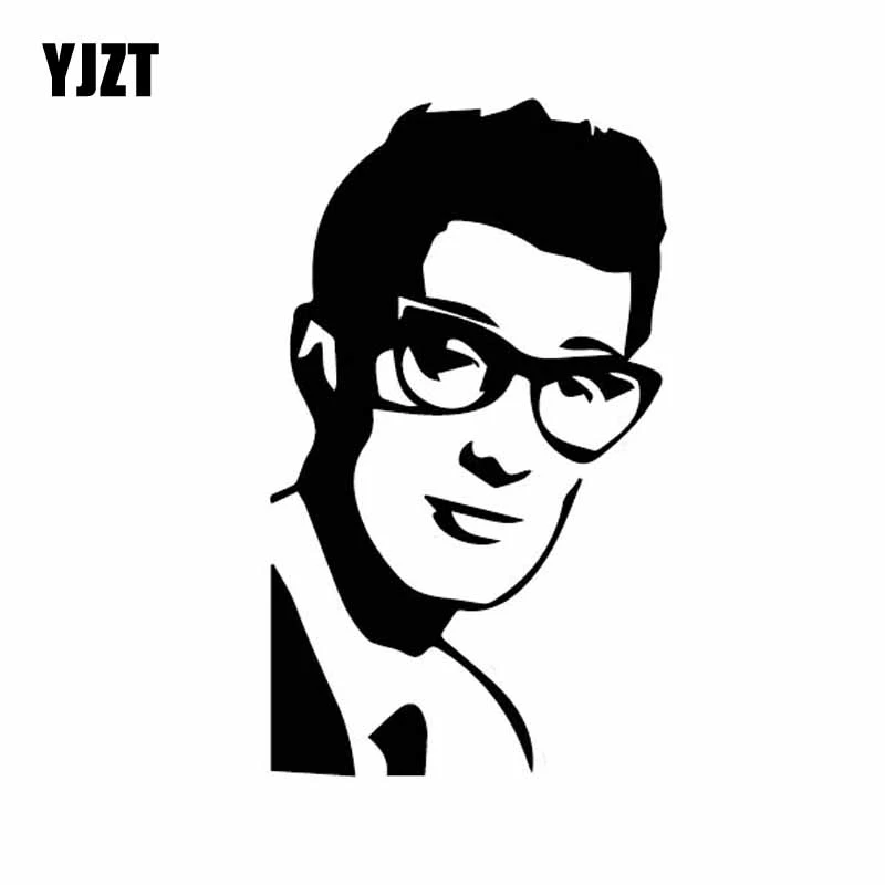 pix Buddy Holly Drawing yjzt 9cm 15 3cm buddy holly car sticker rock and roll ornament vinyl decal beautiful black silver c27 0156