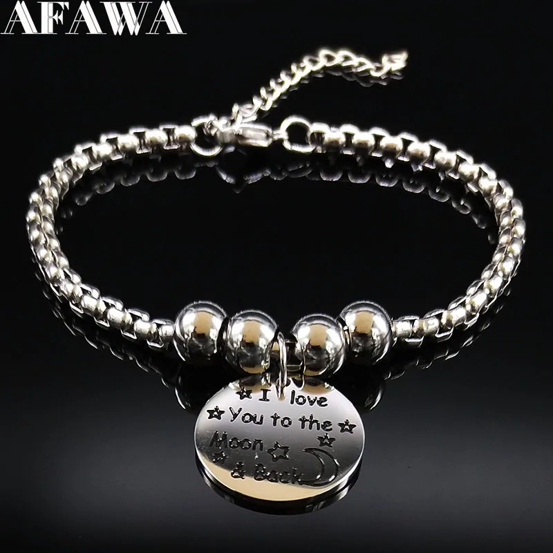 Мода I Love you to the moon& back браслет из нержавеющей стали женские серебряные ювелирные изделия с бриллиантами pulseras B18307