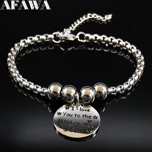 Мода I Love you to the moon& back браслет из нержавеющей стали женские серебряные ювелирные изделия с бриллиантами pulseras B18307