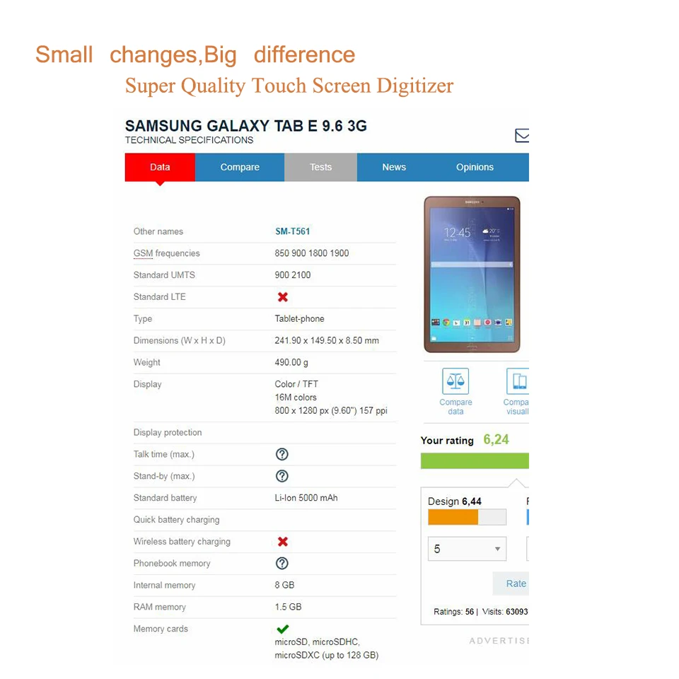 Сенсорный экран для Samsung Galaxy Tab E 9,6 SM-T560 SM-T561 T560 T561 сенсорный экран дигитайзер панель сенсор стекло планшета