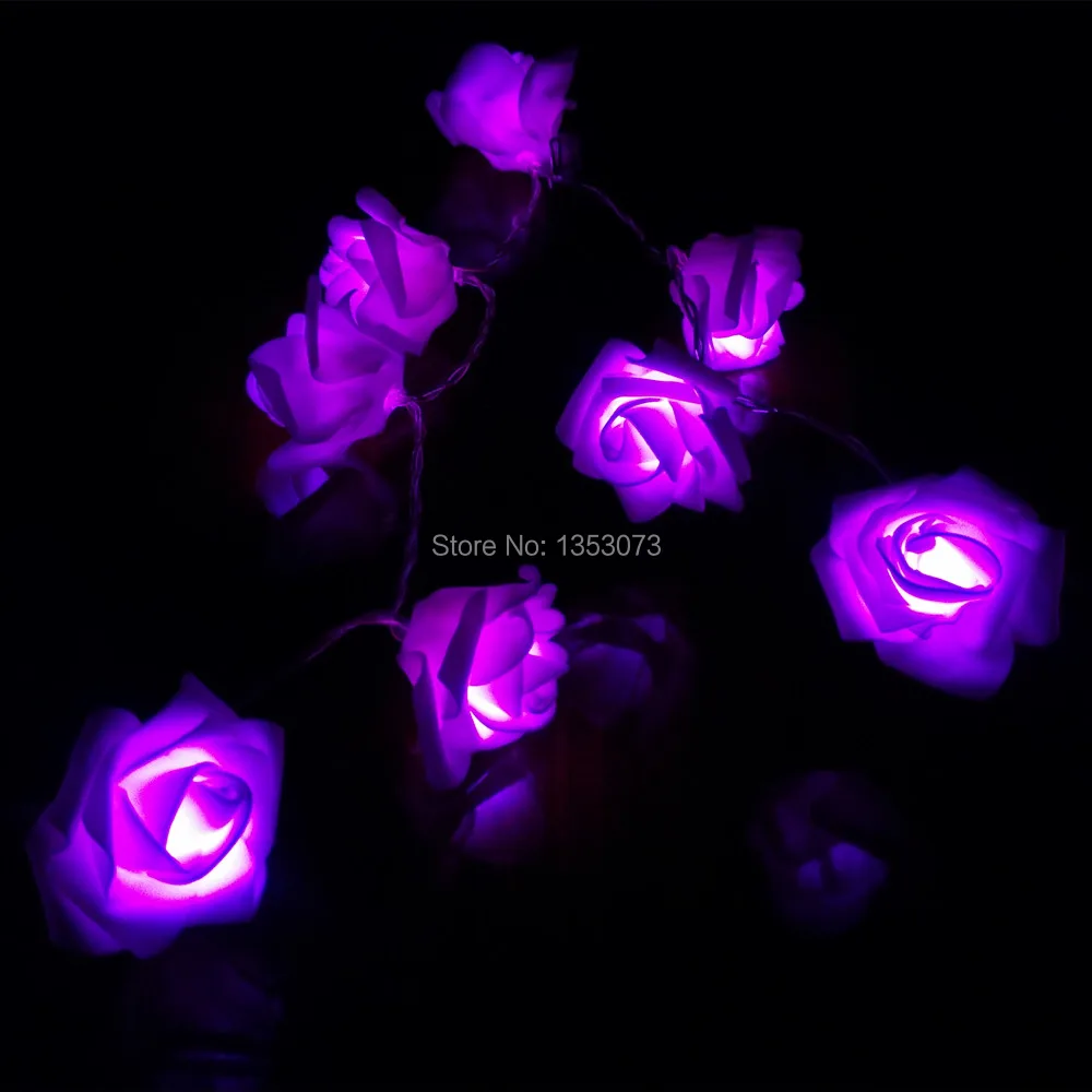 Rose Flower LED Valentines Day String Lights Colorful Rosa Christmas Festival Party Garden Bedroom lumiere - purple lighting 1-2
