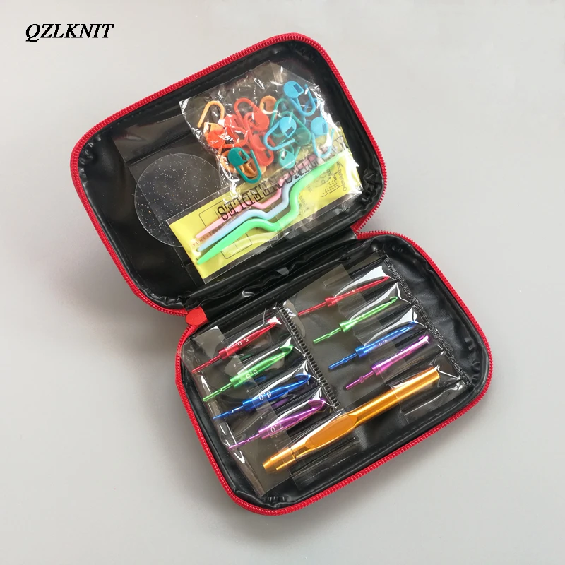 

QZLKNIT 8pcs/set Aluminum Interchangeable Crochet Hook Set Detachable crochet needle For Yarn Weave Craft Knitting Needles