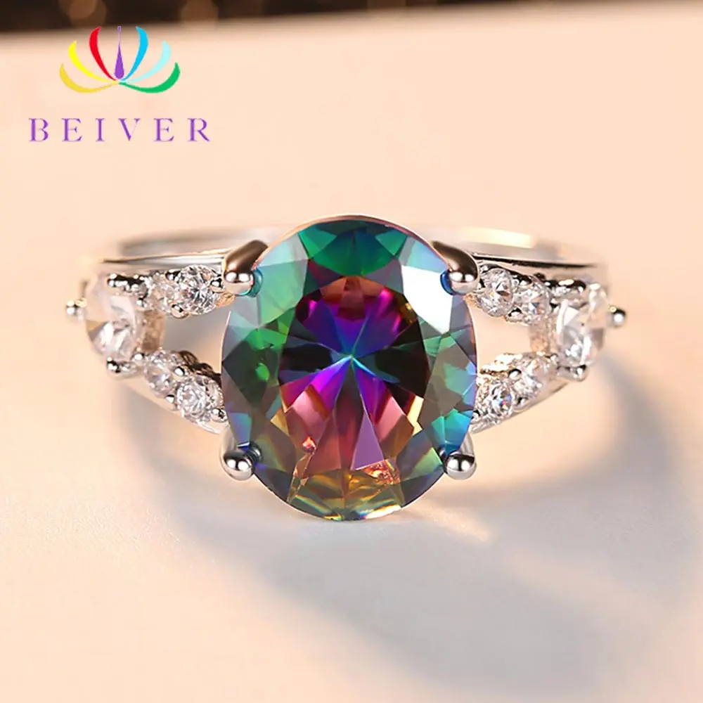 Обручальные кольца Beiver 2019 белое искусственное овальное циркониевое обещание