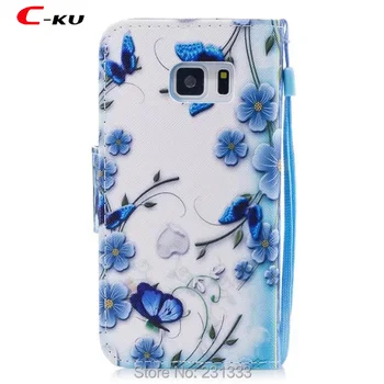 

C-ku Cartoon Strap Wallet PU Leather Pouch Case For Samsung Galaxy S7 EDGE S8 PLUS NOTE 8 TPU Stand ID Card Flower Cover 100pcs