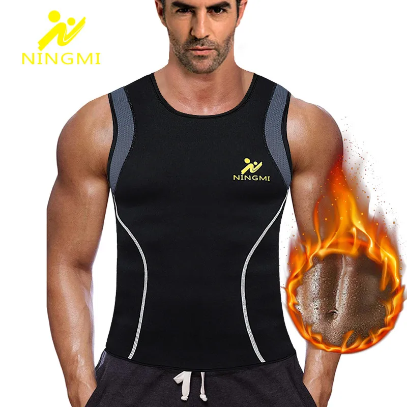 

NINGMI Men Neoprene Sauna Body Shaper Sport Top Waist Trainer Vest Tummy Slimming Underwear Modeling Belt Shapewear Shaper Shirt
