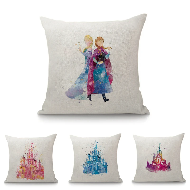 

Princess Castle Pattern Decorative Cushion Cover Seat Cushion Sofa Chair Pillowcase 45x45 cm Home Decor