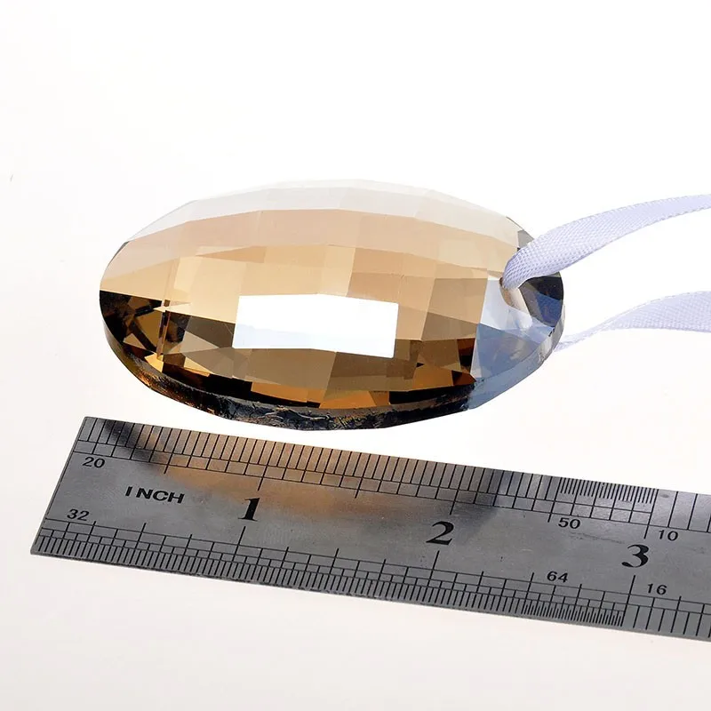 63mm Champagne Round Glass Crystal Prisms Suncatcher Pendants Chandeliers Parts Garland Chakra Spectra Lustres Lamp Hang Drops (2)