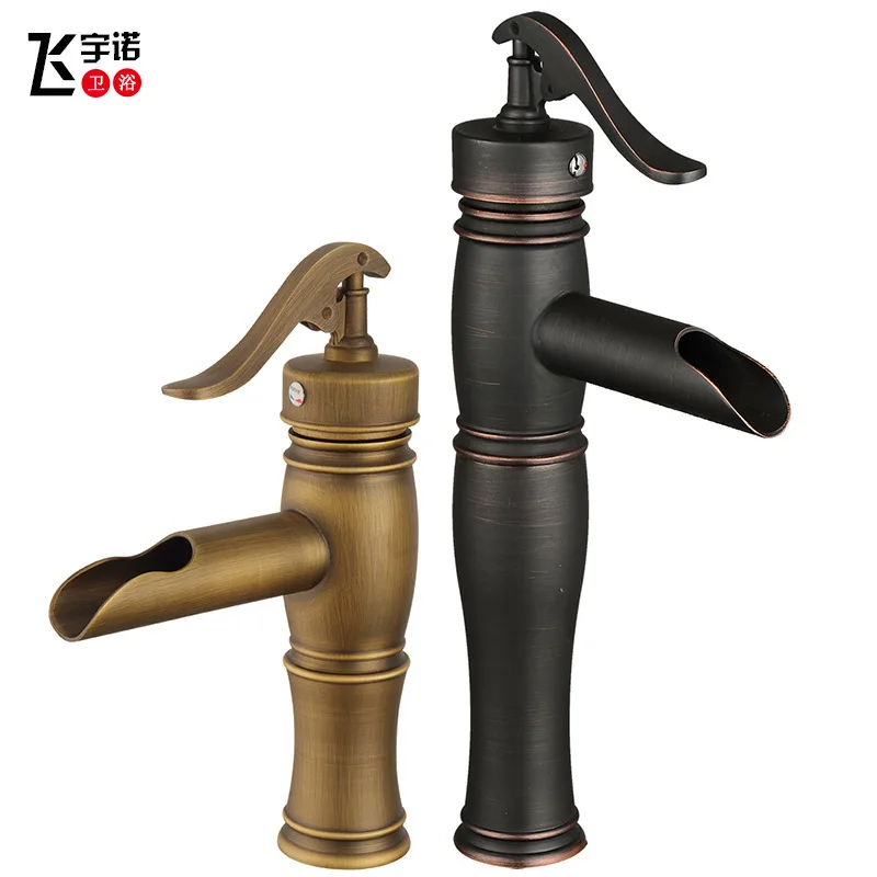 

all copper basin faucet archaize hot and cold mix faucet wholesale household black lavatory tap Deck Mounted
