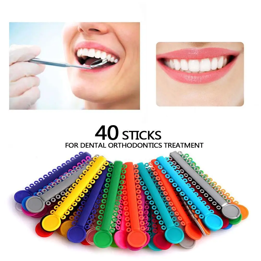 40 Pcs Dental Orthodontics Elastics Ligature Ties Separators Circle