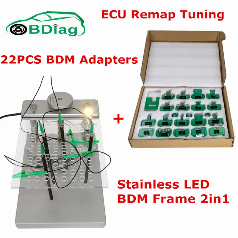 

2019 Newest Stainless LED BDM Frame 2in1 + 22PCS BDM Adapters ECU Remap Chip Tuning Tool For Kess Ktag Fgtech Program DHL Free