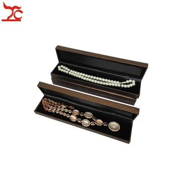 

2Pcs Vintage Jewelry Storage Casket Party Brown Leather Velvet Sponge Pearl Necklace Packaging Organizer Gift Box 22.8*5*2.8cm