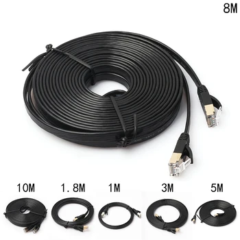 

1Pc Cat7 Network LAN Cable SSTP RJ45 10Gbps Internet Flat Patch Cable High Speed 1M 1.8M Cat-7 Ethernet Cables