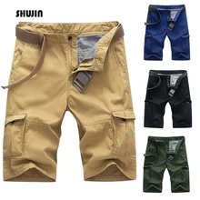 SHUJIN летние мужские спортивные шорты Карго свободные спортивные шорты для бега с несколькими карманами