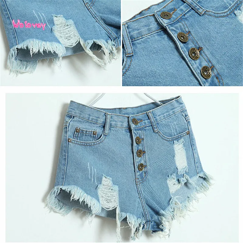 

New Style Women Vintage High Waist Jeans Hole Short Jeans Denim Shorts Sexy Hot Fashion Wolovey#15