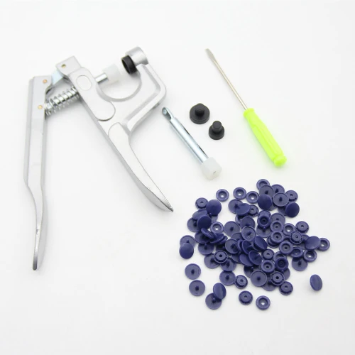 U Shape Fastener Snap Pliers 150 Set T5 12mm Round Plastic Resin Buttons Fastener Press Stud Baby Clothes Machine Sewing Tools - Цвет: Dark Blue as photo