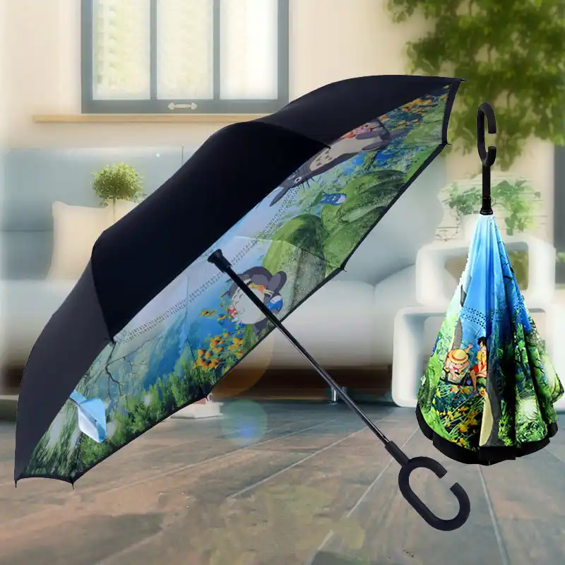 ドロップ配送漫画トトロ逆傘ジブリ傘雨日傘女性plegable Sombrillas Paraguas Mujer Paraguas Mujer Reverse Umbrellaghibli Umbrella Aliexpress