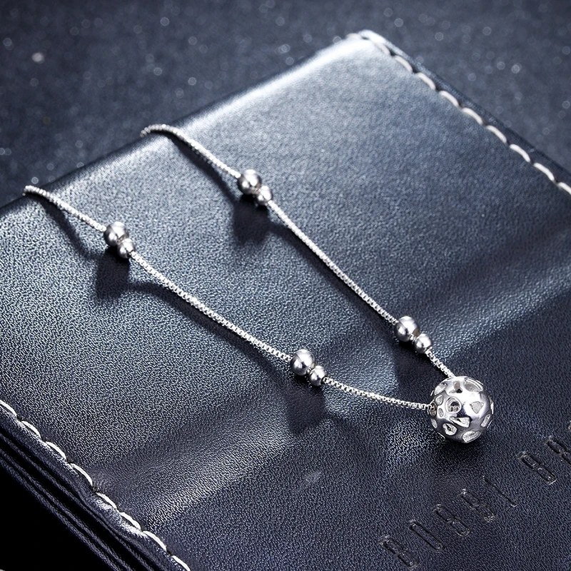 Стерлингового серебра 925 высокое качество маленький круглый шар стиль ladies'anklets Jewelry Женщины ножной браслет подарок на день рождения Перевозка груза падения