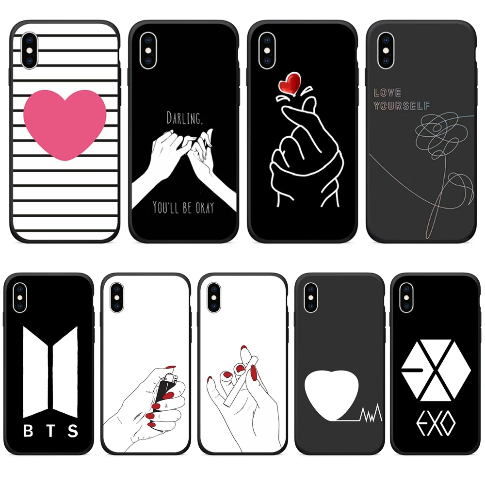 

Soft TPU Silicone Cute Cover Back Protective for iphone 5s case Black Printed TPU Phone Case for iphone 6 6s 7 8 Case