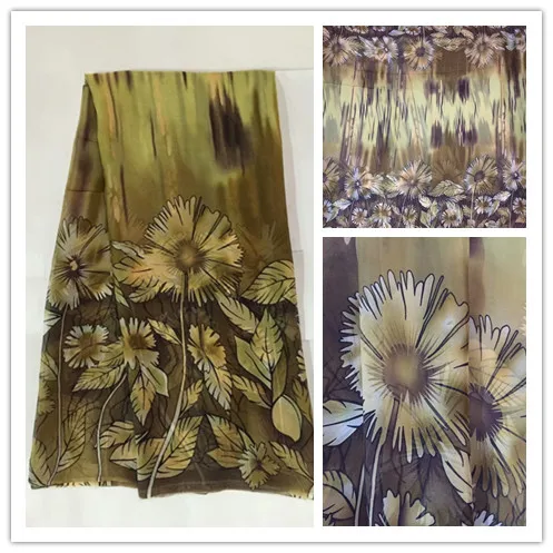 140cm Printed Nature Silk Chiffon Fabric For Crafts Material Sewing Women Dress Scarf Clothes Textile100% silk 6M/M DSF22