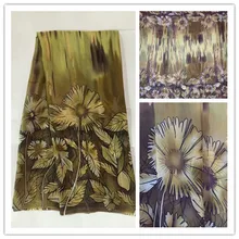 140cm Printed Nature Silk Chiffon Fabric For Crafts Material Sewing Women Dress Scarf Clothes Textile100% silk 6M/M DSF22