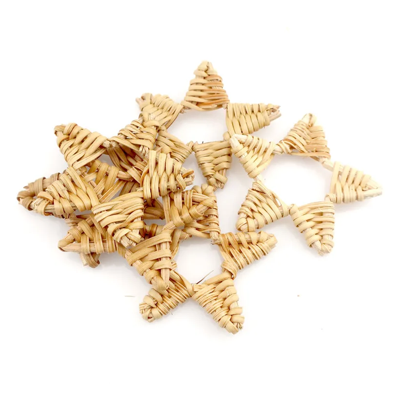 

2pcs Handmade Rattan Weaving Hollow Star Charm Beads For Earring DIY Jewelry 22713