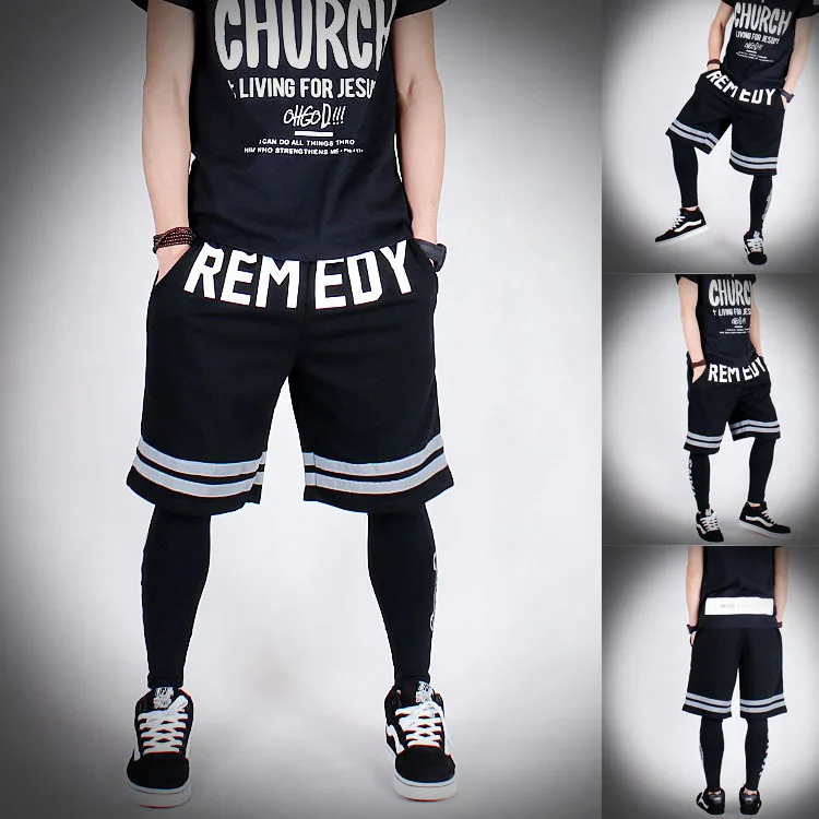 Reflective Sport Shorts Street Dance Hip-Hop Men Harajuku West Coast Bermudas Tide Knitted Cotton | Мужская одежда