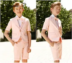 Розовые Костюмы для мальчиков Свадебные смокинги для жениха, торжественные костюмы для выпускного вечера для мальчиков из 2 предметов