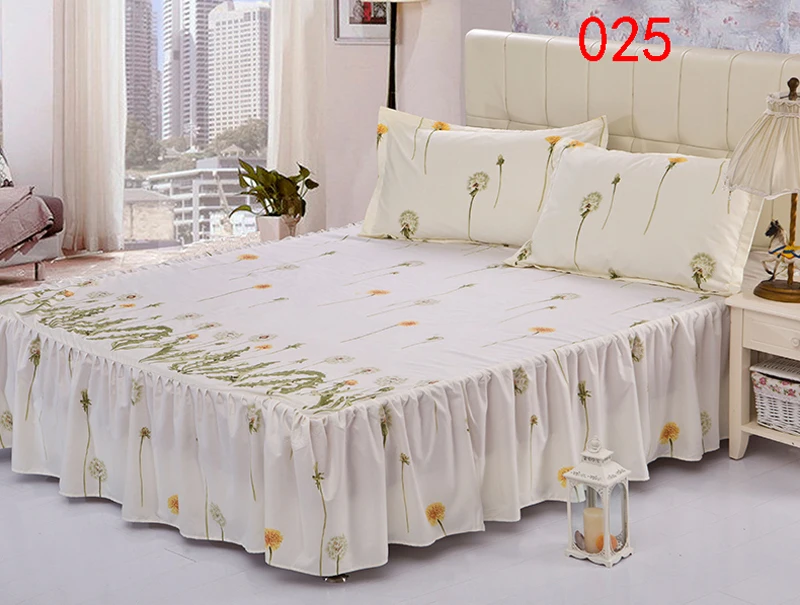 Beige Green Polyester Bed Skirt Mattress Cover Petticoat ...