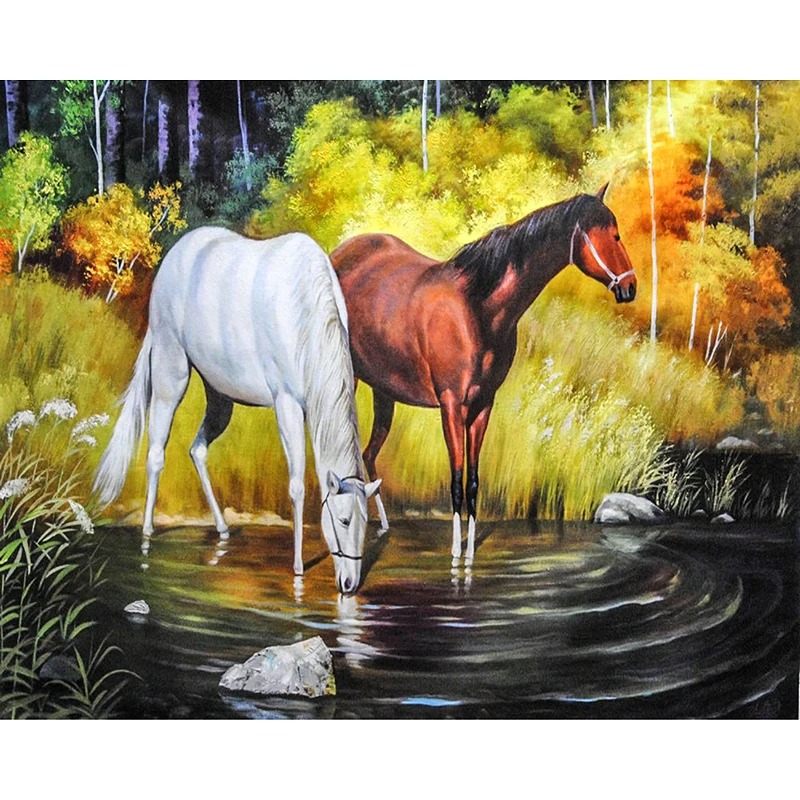 

5D Diamond Embroidery Horse Drinking Water Cross Stitch DIY diamond Painting mosaic diamonds wall stickers home decor Gift