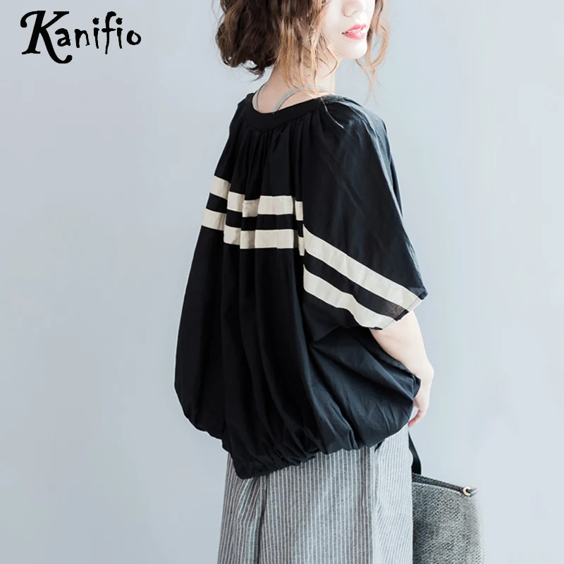 

Kanifio Fashion Striped Shirt Blouse Woman Plus Size Top Tee Female Casual Loose Style Short Tunic Blusa 2018 Summer New 6XL 7XL