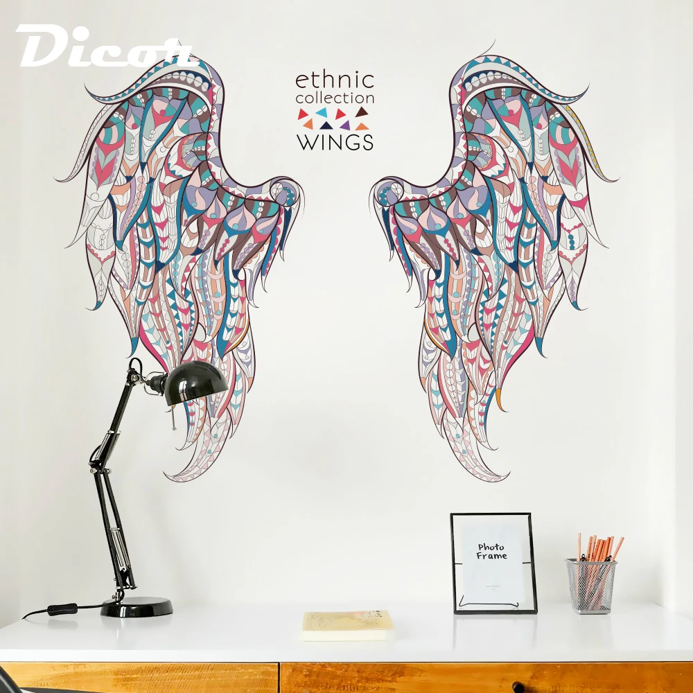 

DICOR Bohemia Wings Art Wall Sticker Diy Colorful Wings Modern Fashion Home Decoration PVC Removable Art Decal Poster For Living