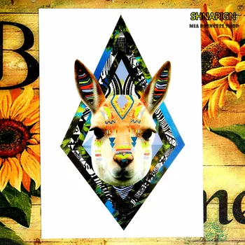 

Cute deer head Temporary Tattoo Body Art Flash Tattoo Stickers 12*20cm Waterproof Henna Tatoo Styling Home Decor Wall Sticker