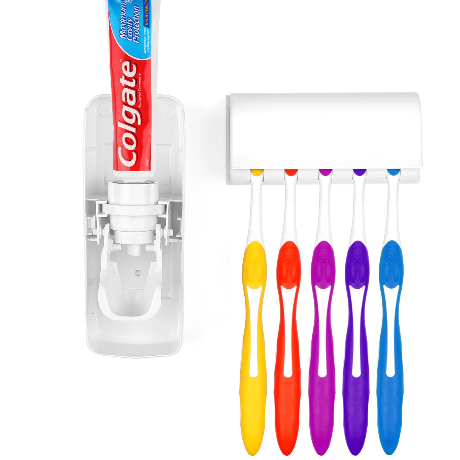 Держатель для зубных щеток Автоматический Диспенсер для зубной пасты для ванной полки пластиковые настенные крепления подставка для зубной пасты